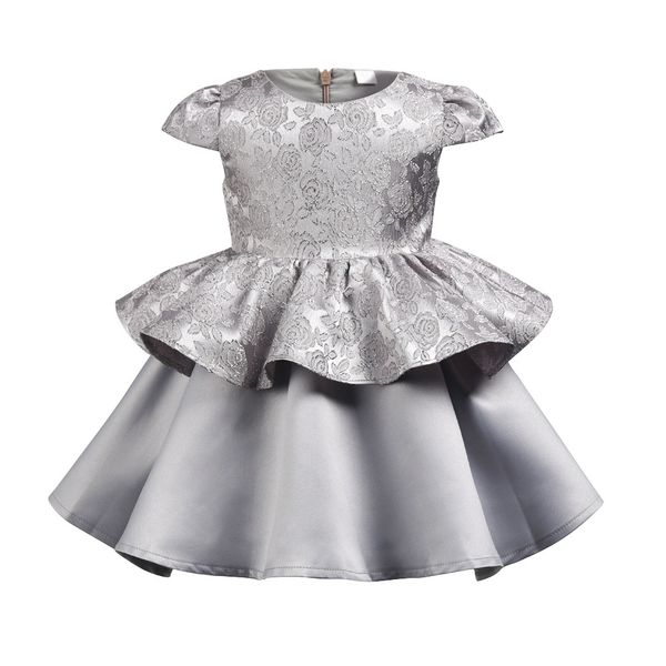 

charming kids baby girls silver grey dress sleeveless pleated party princess tutu dress with 1pc headband, Red;yellow