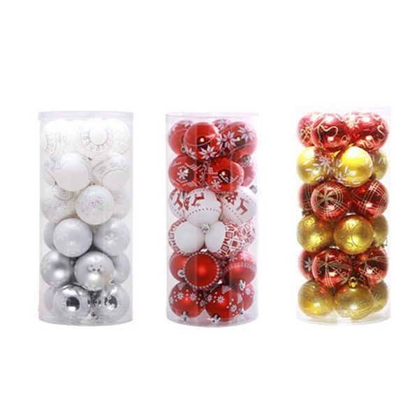 Acheter Boules De Noel De 6cm 24 Boules De Décoration Darbre De Noel 6 Dessins En Couleur De 3655 Du Flaminglily Dhgatecom