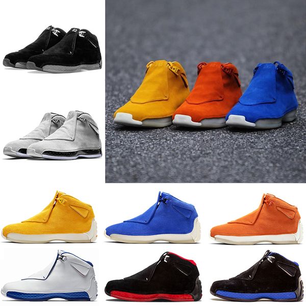 

With Box Blue Yellow Orange Suede 18s Basketball Shoes Defining Moments Mens Toro Red Black Royal 18 XVIII Cool Grey Sports Sneaker 41-47