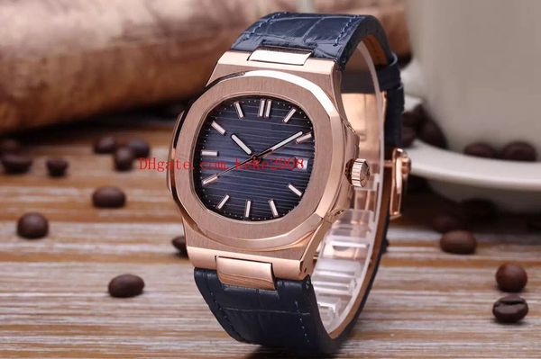 

5 color luxury watch 40.5mm nautilus 5711/1r-001 leather 18k rose gold asia mechanical transparent automatic mens watches, Slivery;brown
