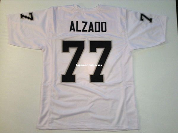 

retro custom sewn stitched #77 lyle alzado white mitchell & ness jersey s-5xl,6xl men's football jerseys rugby, Black;blue