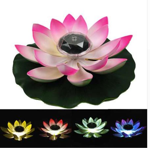 Solar Powered LED Lotus Flower Flower Водонепроницаемый Открытый Плавающий Пруд Ночной Свет для Садовой Бассейн Вечеринка Ночное время Декор