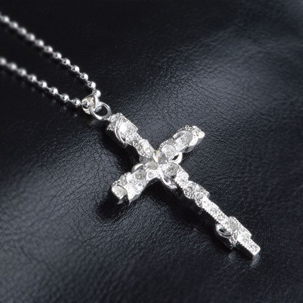 

utimtree trendy sterling 925 silver cross necklaces for women jewelry with stone charm cubic zircon pendant necklace female gift