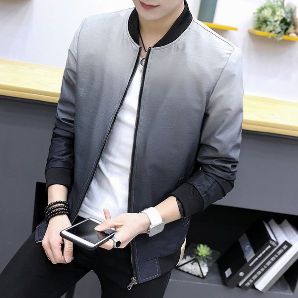 

new fashion men gradient jacket man men youth slim thin jacket coat casual, Black;brown