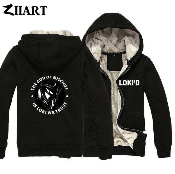 

loki's army helmet imperial crown the god of mischief we trust in loki boy man male full zip winter plus velvet parkas ziiart, Black