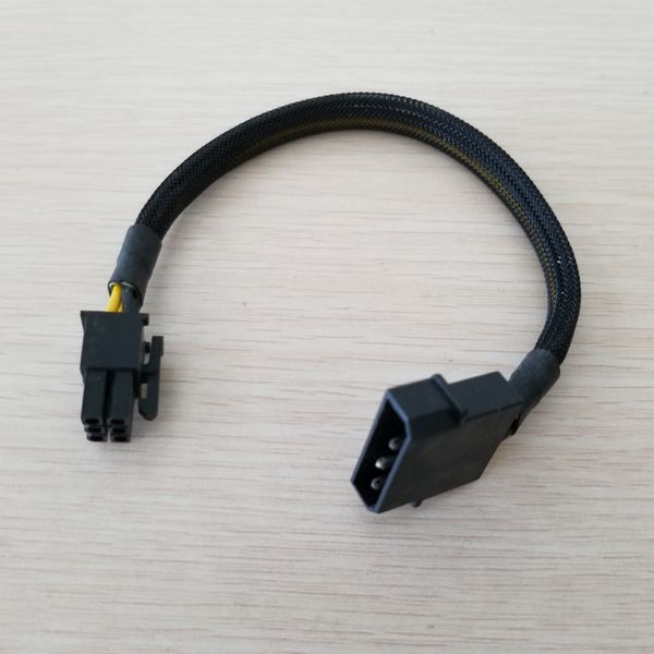 

10pcs/lot ide plus 4pin to graphics card 6pin power supply cable female to male with net cover 20cm