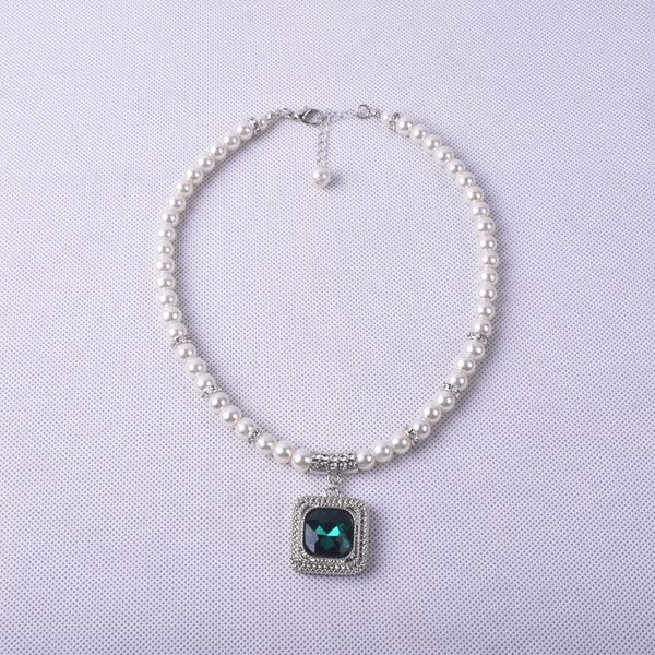 

elegant single row gem and pearl necklace, wedding gift, pearl jewelry, gem necklace, Silver