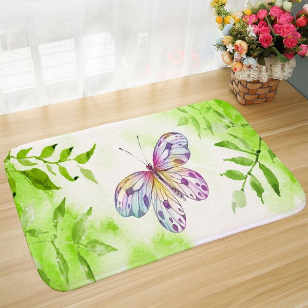 

завод цветок бабочки печать туалет коврик для ванной супер мягкий коврик для гостиной спальня ванная комната дверной коврик противоскользящи