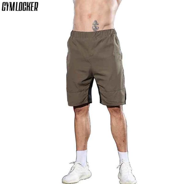 

gymlocker new fashion men compression double layer beaching shorts bodybuilding sweatpants fitness shorts jogger gyms men, White;black