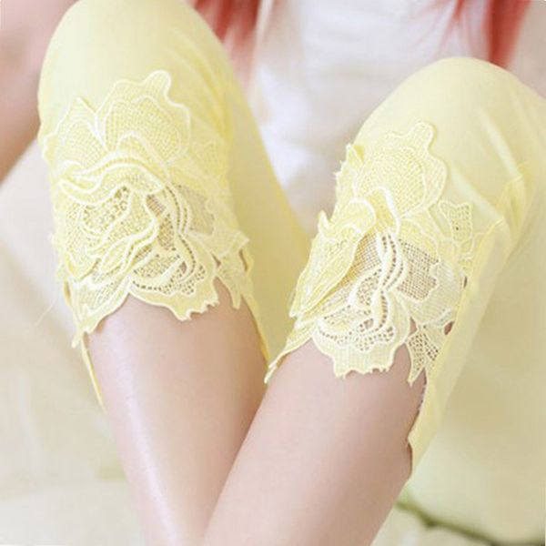 

fsdkfaa lady short lace capris fashion casual slim pencil pants women summer black white skinny leggings knee length trousers