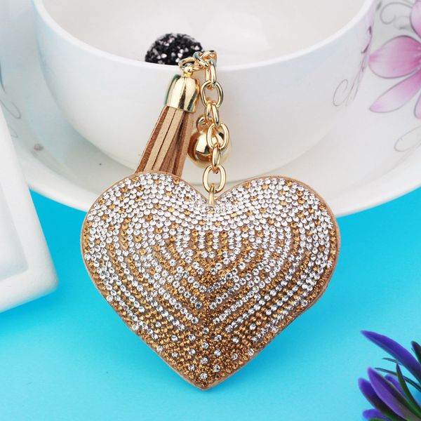 

cute heart pendant key chain gold/silver rhinestone tassel car keychain fashion key ring holder accessories gift 6c2381
