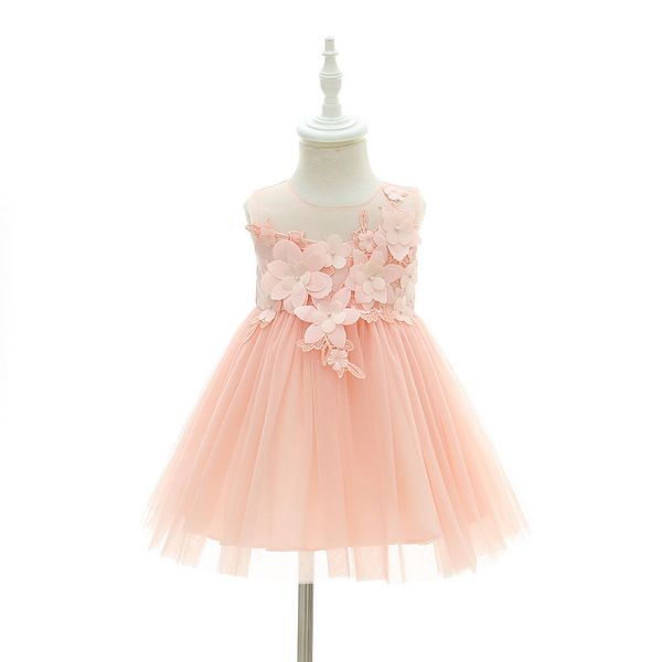 

1 2 Year Birthday Baby Girl Dress with Flower Princess Wedding Dress for Baby Girl Baby Pink Dress Infant Clothing, Customize