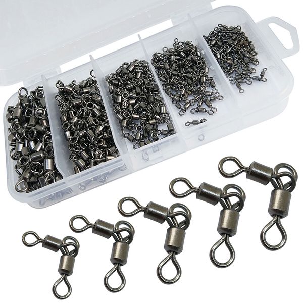 

infof brand 10 sets 250pieces/set 3 way swivel kit fishing swivels rolling swivel hook fishing connector carp hook link #2/#4/#6/#8/#10