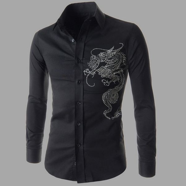 

geek new spring men's shirt long sleeve, Black