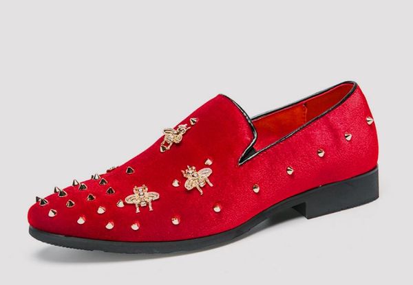 

new mens fashion velvet embroidery loafers pointed toe slip on flat casual shoes driving mocassins black/blue shoes axx400