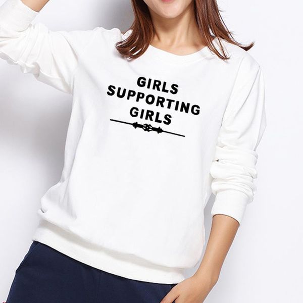 

2018 new fashion girls supporting girls print sweatshirt femmes hoodies women sweatshirts funny corduroy print harajuku creative, Black
