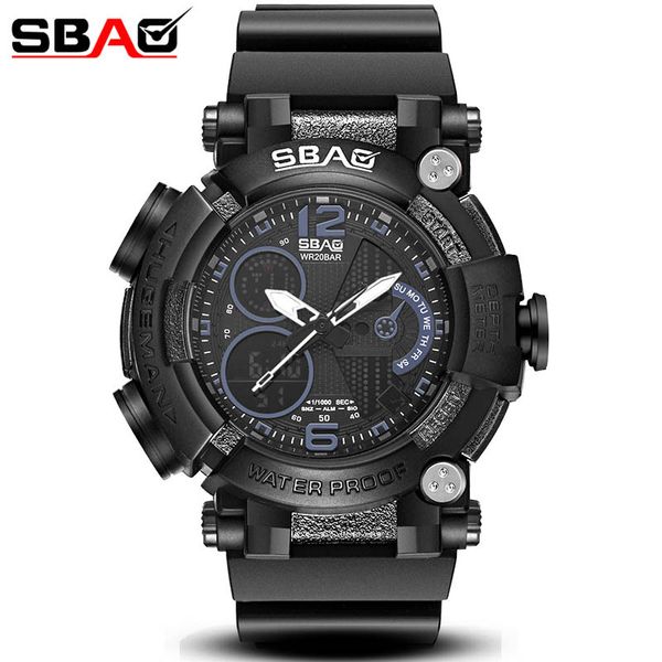 

reloj militar de camuflaje sbao con doble pantalla de tiempo impermeable para hombre, reloj pulsera deportivo, digital, Slivery;brown