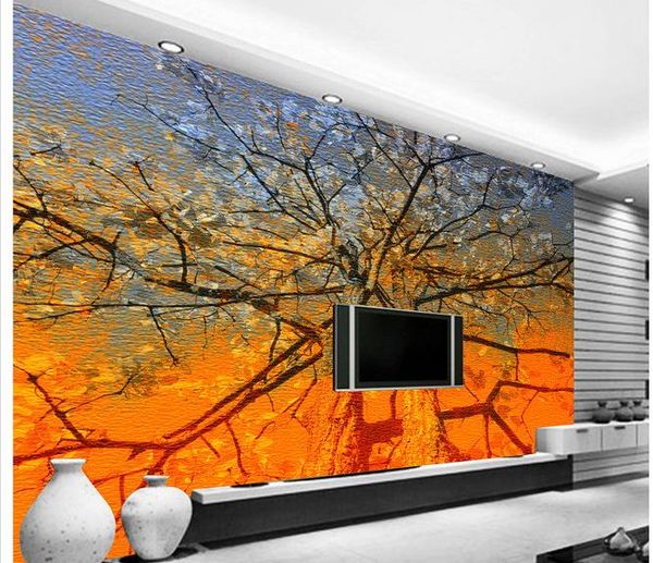

p wallpaper 3d stereoscopic abstract tree oil painting color carving tv background wall wall mural wall paper painting