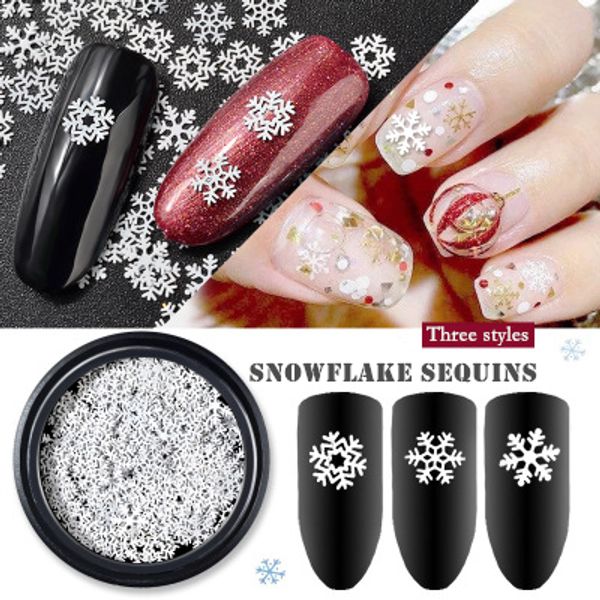 

nu-taty white snowflakes ultra thin sequins christmas snowflakes series tool nail sticker, Silver;gold