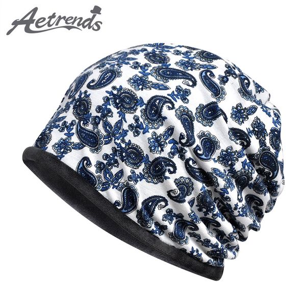 

aetrends] velvet beanies multi-function for collar scarf winter warm beanie hats for women cap slouchy baggy hat woman z-6668, Blue;gray