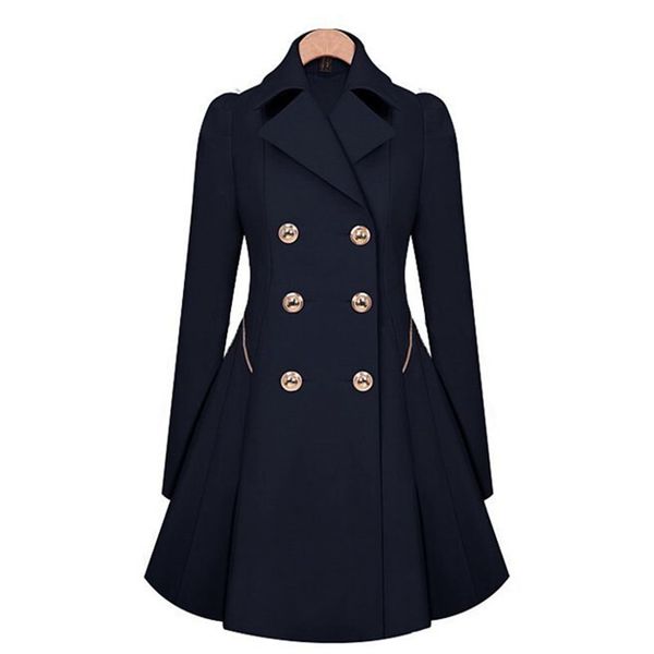 

slim outwear office winter long trench coat for women brand double breasted long sleeve tunics trench overcoat plus size female, Tan;black