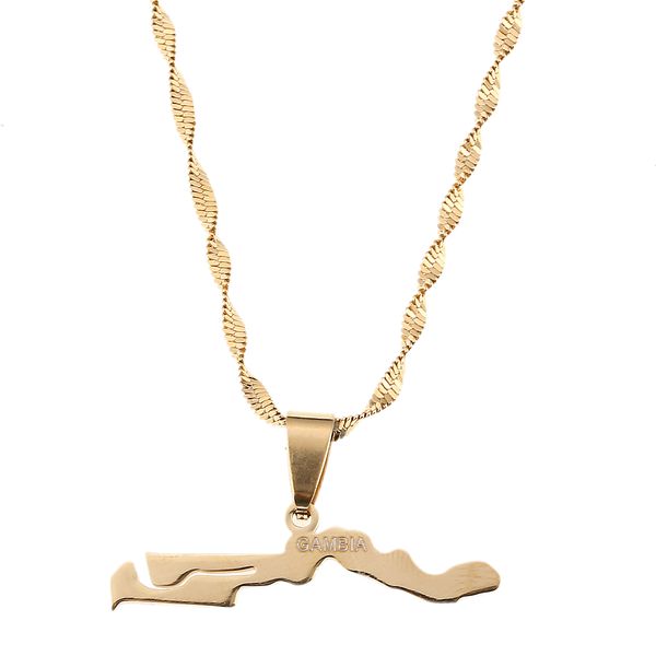 

gambia map flag necklace pendants gold color jewelry gambian item gifts, Silver