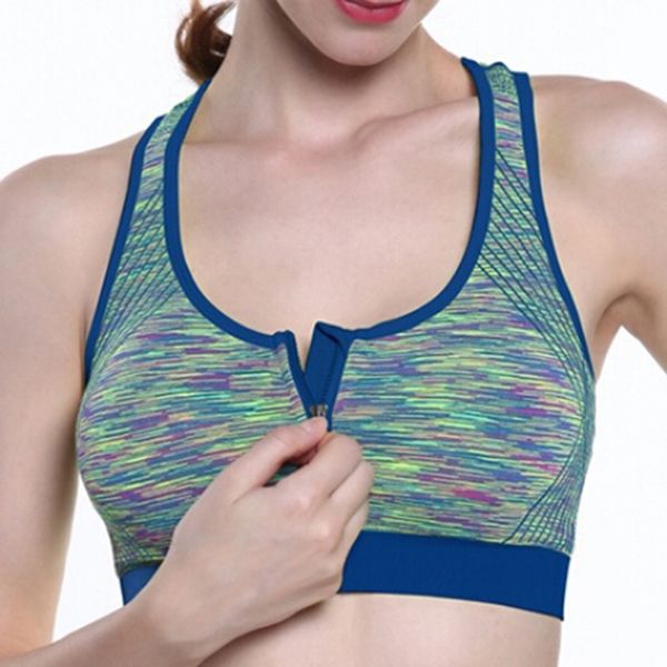 

women zipper push up bras padded wireshockproof fitness vest underwear female fitness bra, White;black