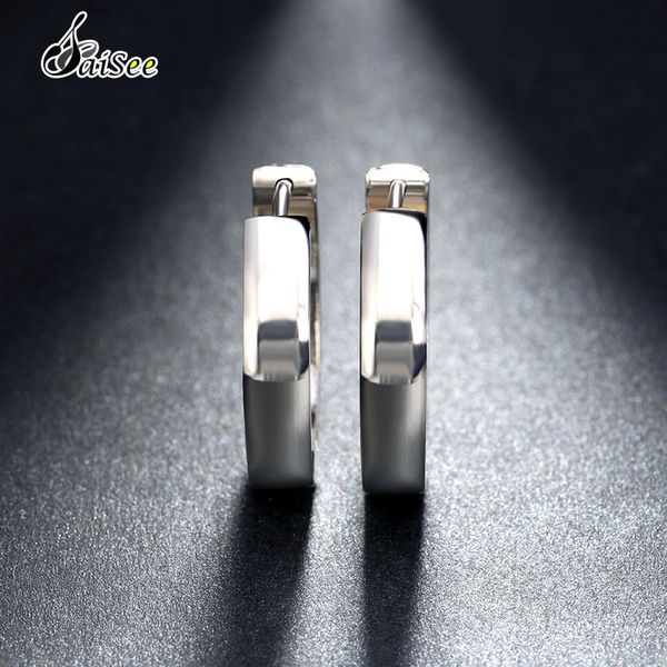 

saisee 316l stainless steel hoop earrings for women gold color high polished round loop earrings female fashion jewelry gift, Golden;silver