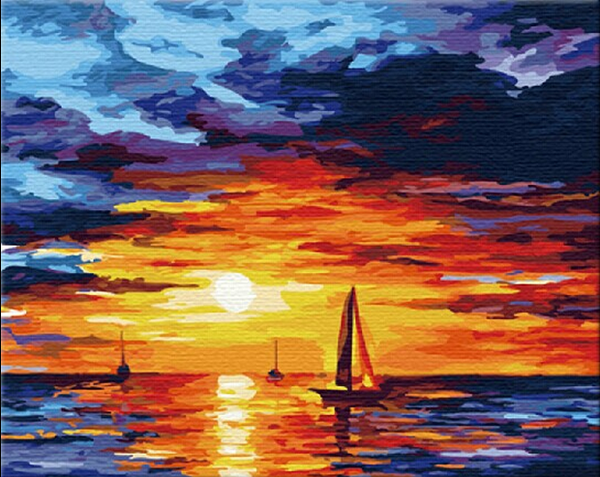 Acheter 16x20 Pouces Coucher De Soleil Sur La Mer De Bricolage Peinture Sur Toile Dessin Par Numéros Kits Art Huile Peinture Acrylique Cadre Pour