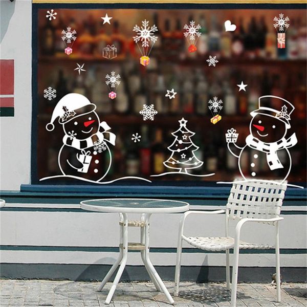

christmas tree snowman christmas new year shop window wall sticker decorations