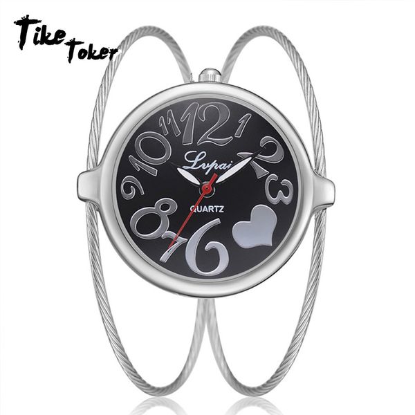 

tike toker,rose gold women bracelet watches fashion quartz-watches brand ladies casual dress sport watch clock dropshipin, Slivery;brown