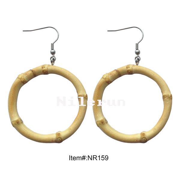 

populer круглый обруч натуральный бамбук корень серьги