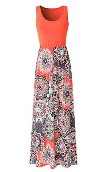 

zattcas womens summer contrast sleeveless tank floral print maxi dress, Black;gray