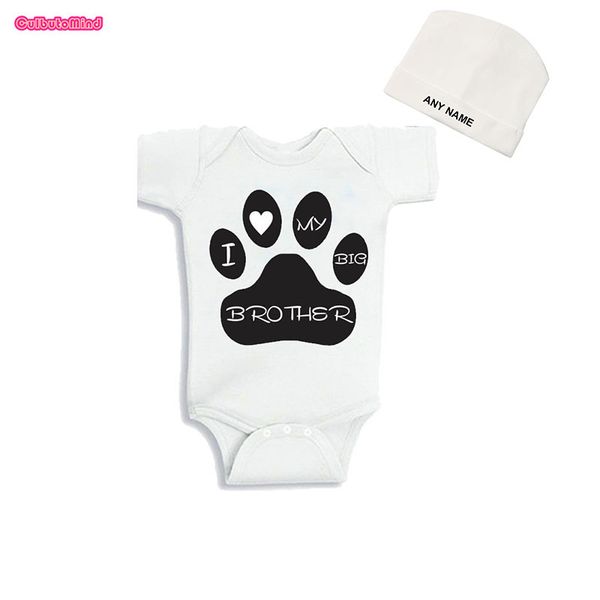 

culbutomind i love my big brother dog blue funny baby body suit infant newborn outfit jumpsuit with custom cap