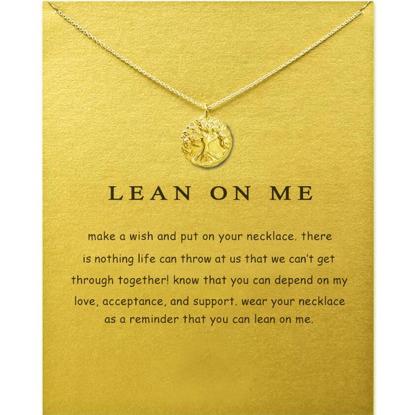 

choker necklaces with card gold silver tree of life pendant necklace for fashion women jewelry lean on me