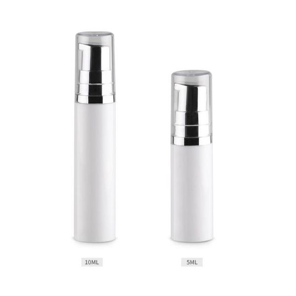 

5ml 10ml empty cosmetic airless pump lotion bottle mini refillable beauty container with pump clear cap f567