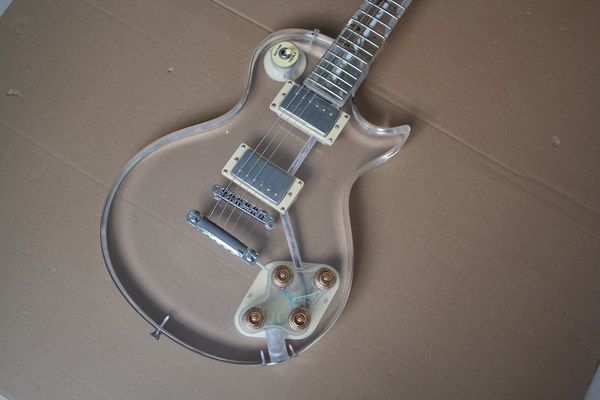 

Whole ale new arrival elling acryl tran parent le cu tom chib on electric guitar gla mu ical in trument in tock hipping