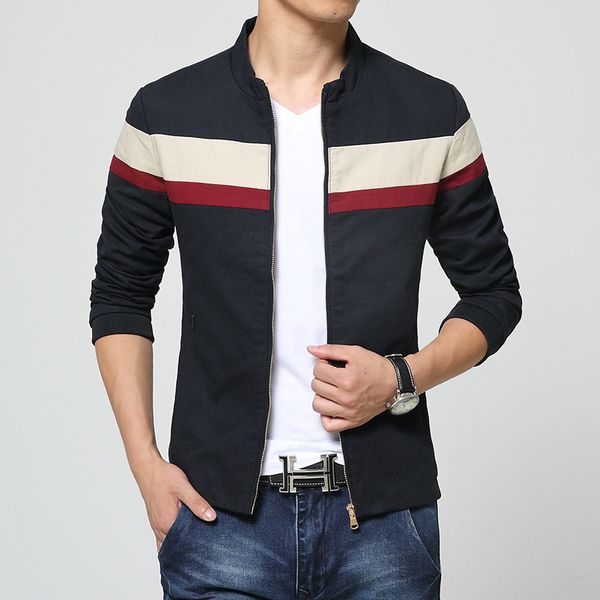 

2018 men spring patchwork jackets and coats jaqueta masculina male casual fashion slim fitted zipper jackets hombre, Black;brown