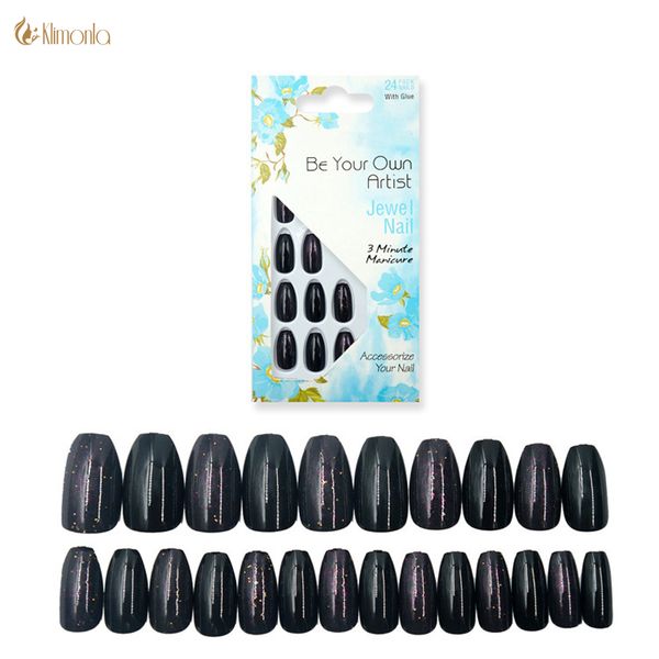 

24pcs/set black color false nails pre-design full cover nails coffin press on artificial ballerina acrylic uv gel fake nail tips, Red;gold