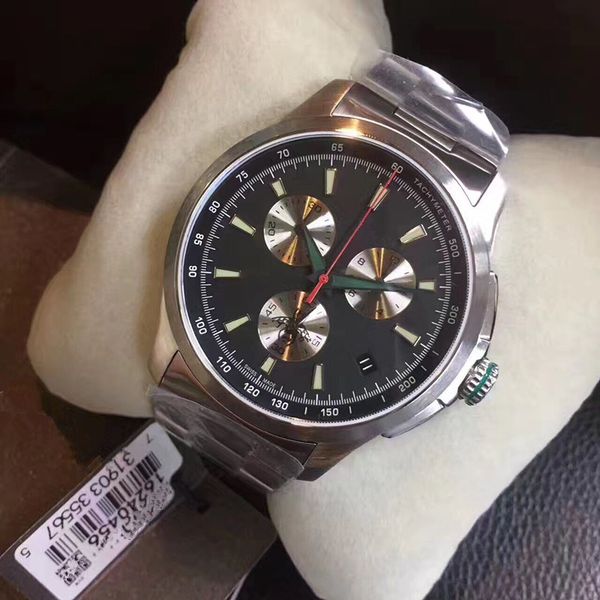 

Stylish new men's quartz watch! Silver stainless steel six-pin series multi-function waterproof watch: high quality, free shipping