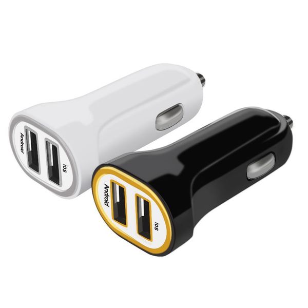 

2018 new style 5v 2.1a 2 port mini dual usb car charger adapter bullet for iphone samsung universal use car styling 500pcs/lot