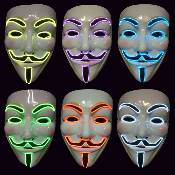 

vendetta el wire mask flashing cosplay led mask costume anonymous mask for glowing dance carnival party masks c425