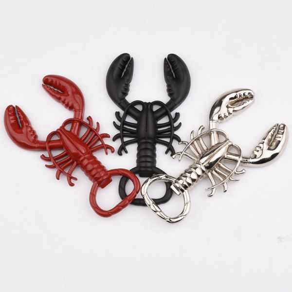 

creationary lobster shape white wine beer bottle opener metal key chain red black silver colors wholesale