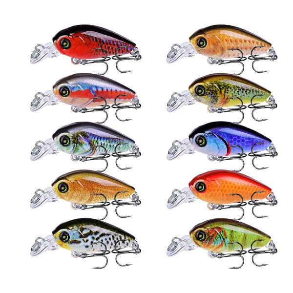 

10-color 4.7cm 4g Crank Plastic Hard Baits & Lures Fishing Hooks 10# Hook Artificial Bait Pesca Fishing Tackle Accessories