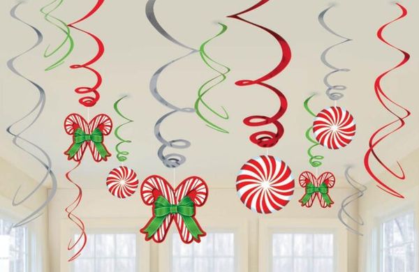 Pvc Swirl Spiral Christmas Ornaments Hanging Pendent Banners Xmas