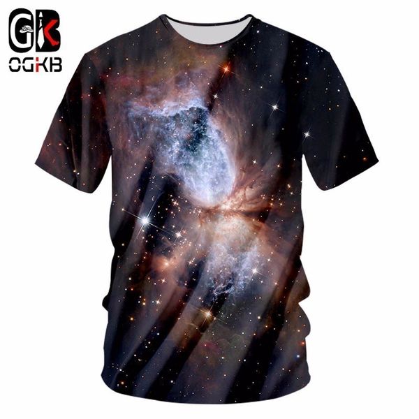 

ogkb new arrival funny starry night 3d t shirt summer hipster short sleeve tee men's hiphop streetwear casual t-shirt homme, White;black