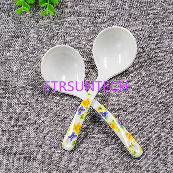 

100pcs/lot tableware spoon flower printed spoon dinner dinnerware kitchen tools kitchenware plastic thick soup 18cmx6cm