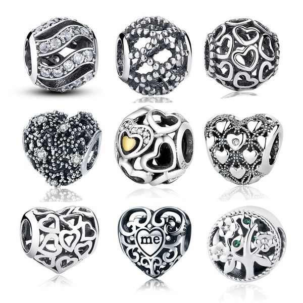 

925 sterling silver love all around cz beads fit pan charms silver 925 original bracelet beads & jewelry making weus065