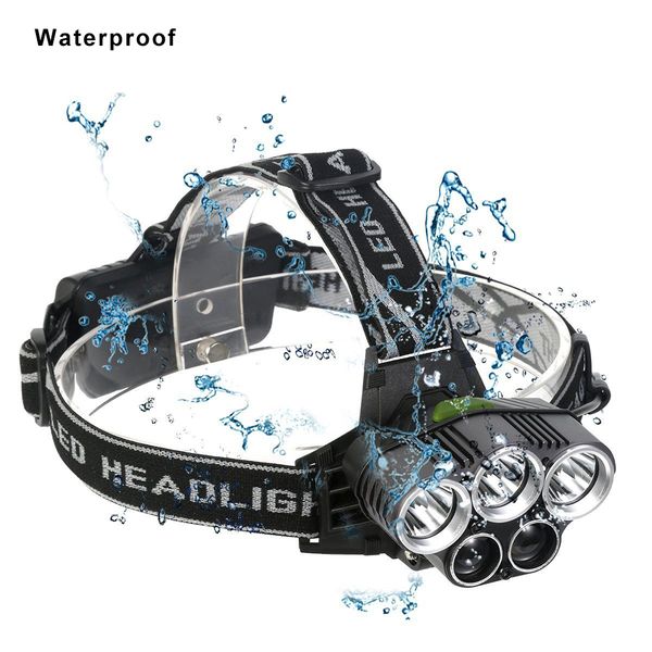 

usb rechargeable 5 led xm-l t6 q5 headlamp white bule light 1500 lumens 5 modes headlight for camping hiking fishing outdoor
