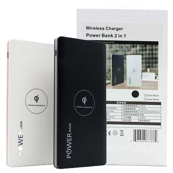 

wireless qi charger 10000mah power bank fast charging adapter for samsung notes8 for iphone 8 iphone x with retail box